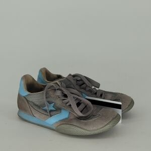 Converse Lace Up Suede Sneaker Tennis Shoes Gray Blue 5/7 leather casual